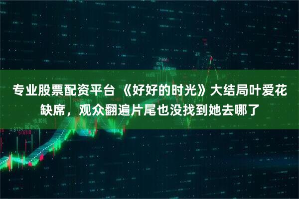 专业股票配资平台 《好好的时光》大结局叶爱花缺席，观众翻遍片尾也没找到她去哪了